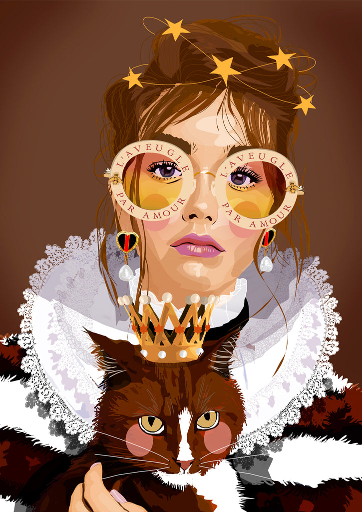 Gucci girl Ninon Tirage d'Art giclee print affiche / Dessin Portrait de Femme